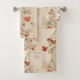 Vintager Valentine-Clown Badhandtuch Set