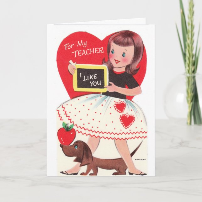 Vintager Valentine - für meinen Lehrer, Feiertagskarte (Vorderseite)