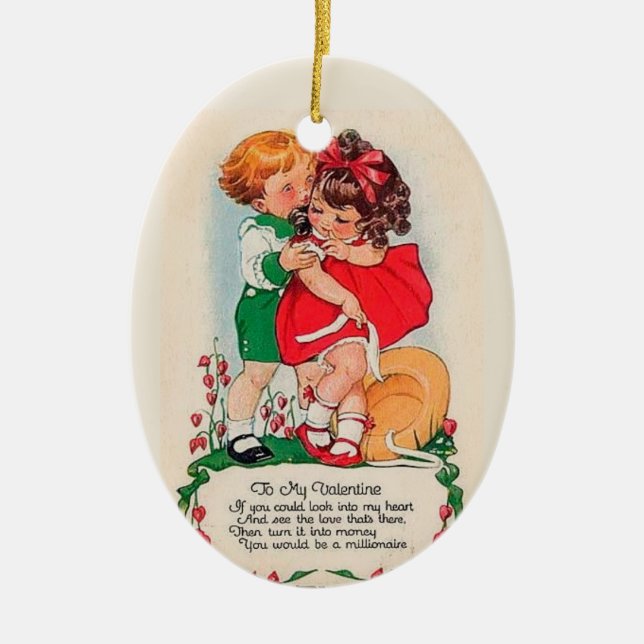 Vintager Valentine-Kuss Keramikornament (Vorne)