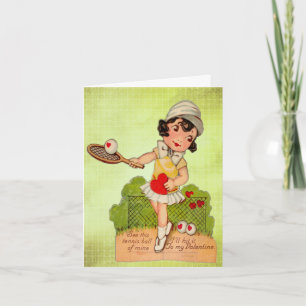 Vintager Valentine-Tennis-Schatz Feiertagskarte