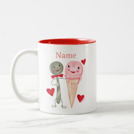 Vintager Valentinlöffel und Eiscreme Zweifarbige Tasse
