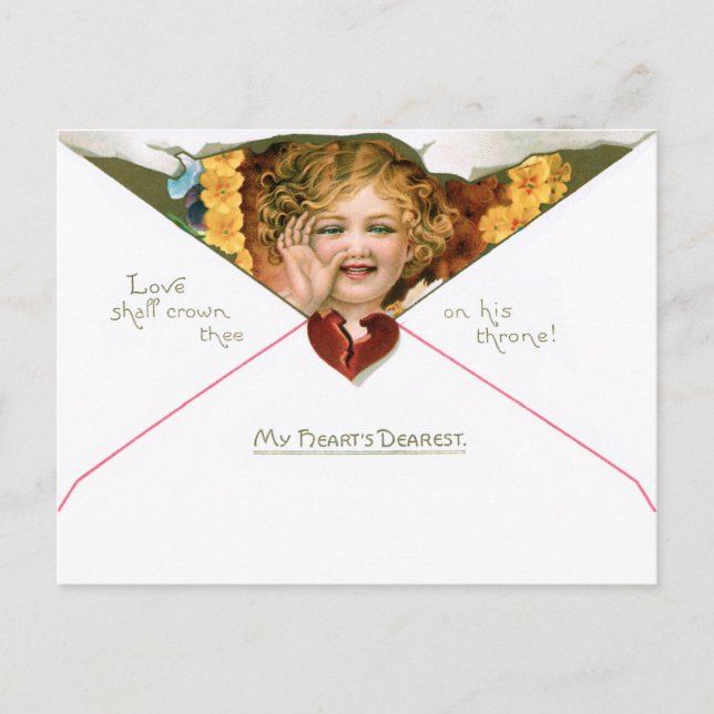 Vintager Valentinskraut mit gelben Blumen Postkarte (Vorderseite)