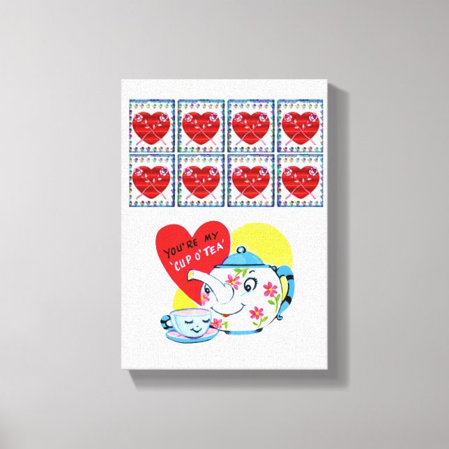 Vintager Valentinstag auf der Leinwand (Vorderseite)