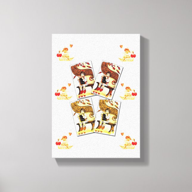 Vintager Valentinstag auf der Leinwand (Vorderseite)