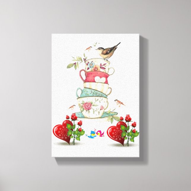 Vintager Valentinstag auf der Leinwand (Vorderseite)