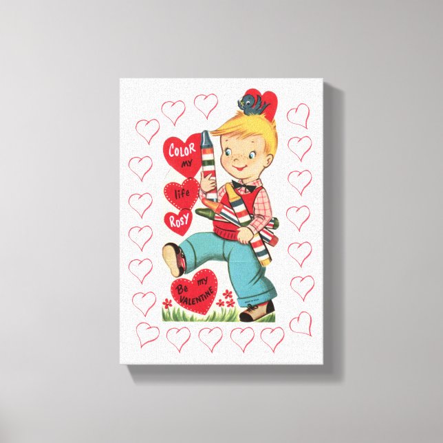 Vintager Valentinstag auf der Leinwand (Vorderseite)