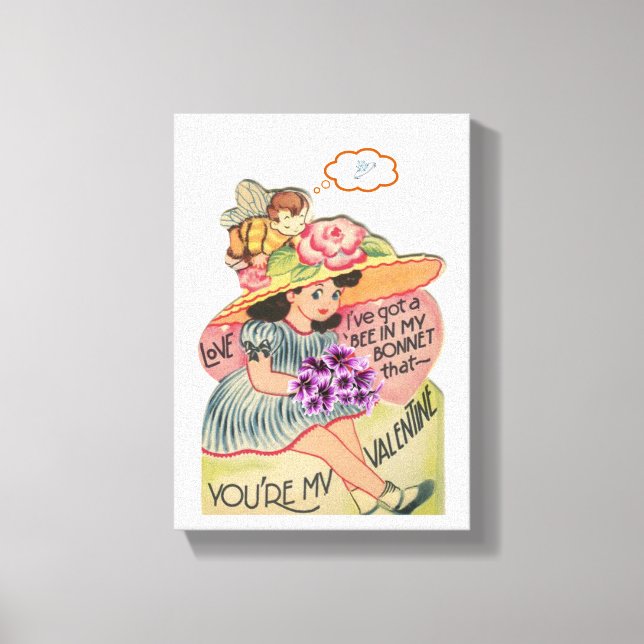 Vintager Valentinstag auf der Leinwand (Vorderseite)