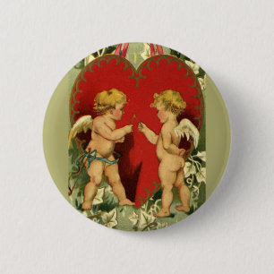 Vintager Valentinstag, Cherubs machen einen Wunsch Button