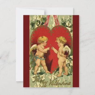 Vintager Valentinstag, Cherubs machen einen Wunsch Feiertagskarte