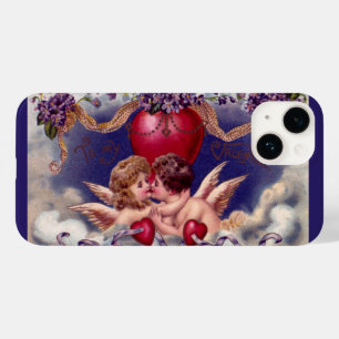 Vintager Valentinstag, Cherubs umarmen in Wolken Case-Mate iPhone Hülle