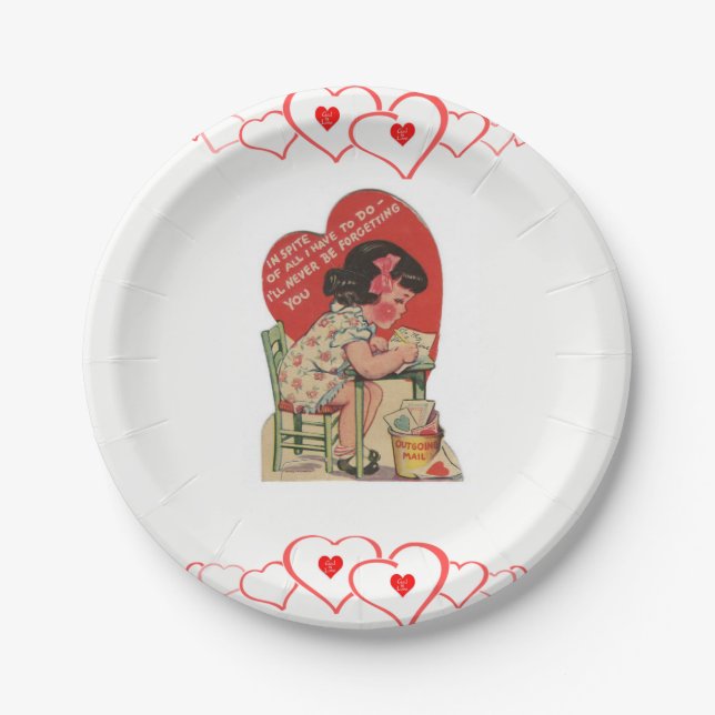 Vintager Valentinstag der Teller (Vorderseite)