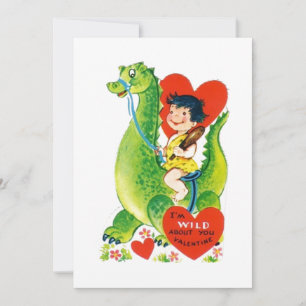 Vintager Valentinstag-Drache Feiertagskarte
