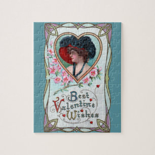Vintager Valentinstag, Elegante Frau im Herzen