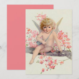 Vintager Valentinstag Engel im Baum Feiertagskarte