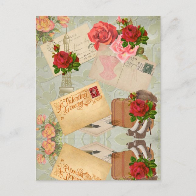 Vintager Valentinstag Feiertagspostkarte (Vorderseite)