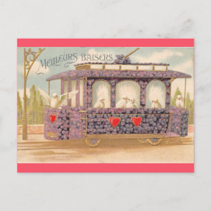 Vintager Valentinstag Französische Liebe Tauben Postkarte