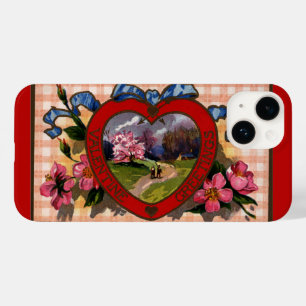 Vintager Valentinstag Grüße - Herz und Blume Case-Mate iPhone 14 Hülle