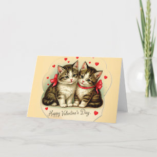 Vintager Valentinstag Kätzchen Leere Gruß Dankeskarte