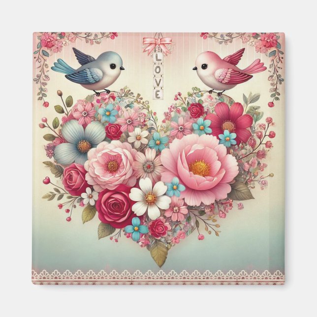 Vintager Valentinstag Magnet (Vorne)