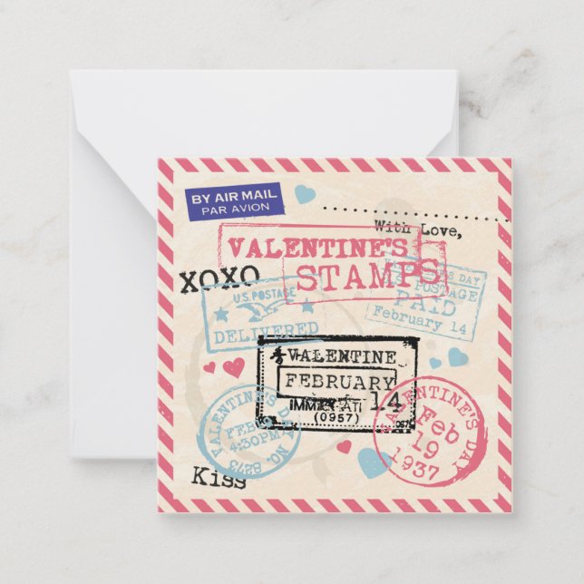 Vintager Valentinstag Mitteilungskarte (Vorderseite)