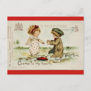 Vintager Valentinstag Niedlich Kinder Postkarte