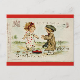 Vintager Valentinstag Niedlich Kinder Postkarte