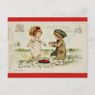 Vintager Valentinstag Niedlich Kinder Postkarte