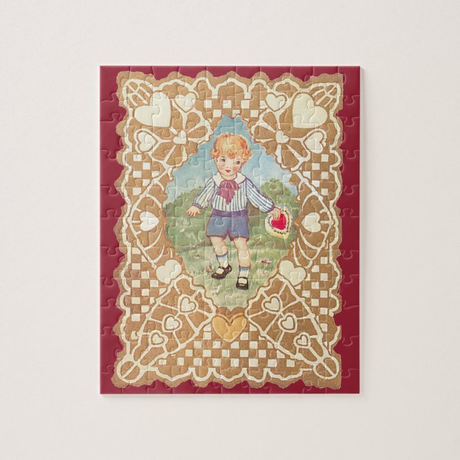 Vintager Valentinstag, Niedlicher Junge auf der Wi (Vertikal)