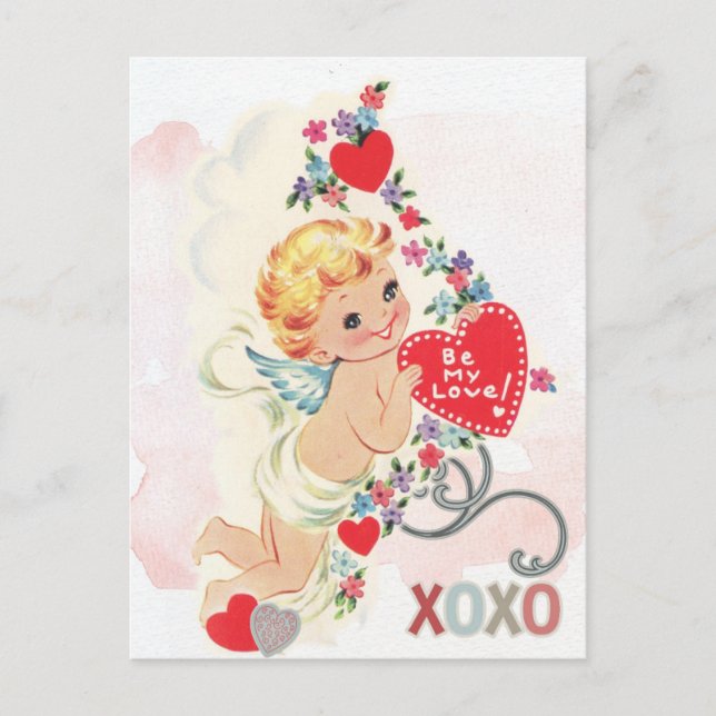 Vintager Valentinstag Postkarte (Vorderseite)