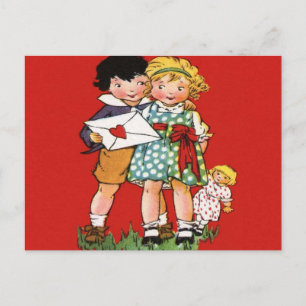Vintager Valentinstag Postkarte