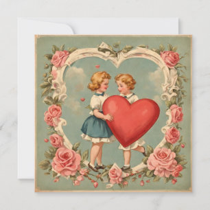 Vintager Valentinstag Rosen Karte