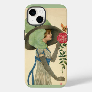 Vintager Valentinstag, Schmetterling der Lady Rote Case-Mate iPhone Hülle