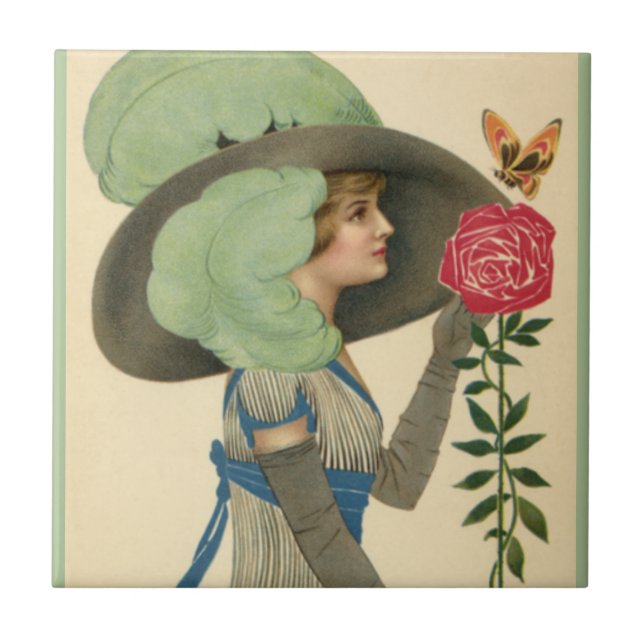 Vintager Valentinstag, Schmetterling der Lady Rote Fliese (Vorderseite)