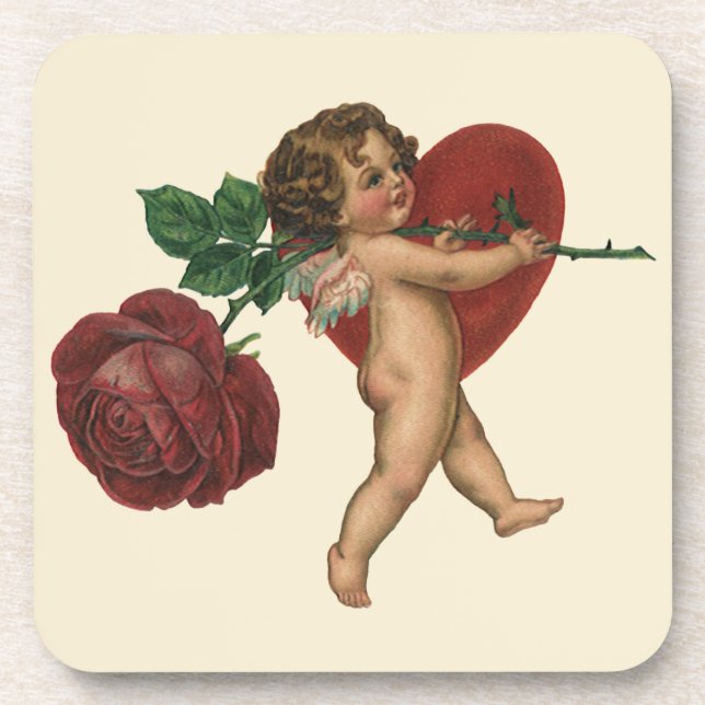 Vintager Valentinstag und Viktorianische Rose Getränkeuntersetzer (Vorderseite)