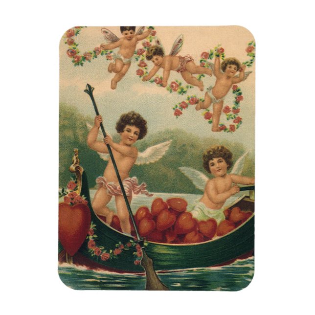 Vintager Valentinstag, Viktorianische Cherubs auf  Magnet (Vertikal)