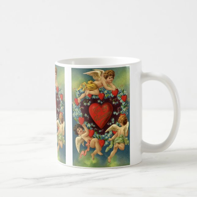 Vintager Valentinstag, Viktorianische Engel Herz Kaffeetasse (Rechts)