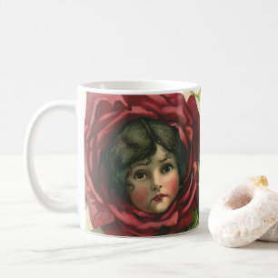 Vintager Valentinstag, Viktorianische Gesichter be Kaffeetasse