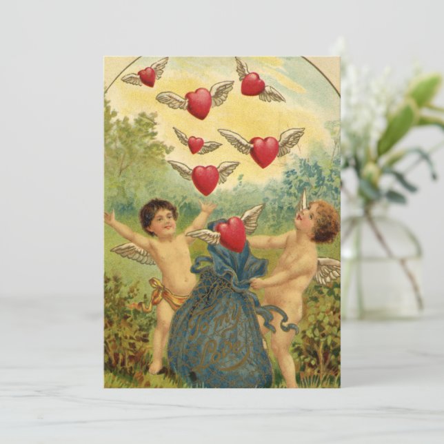 Vintager Valentinstag, Viktorianische Herbergen Feiertagskarte (Stehend Vorderseite)