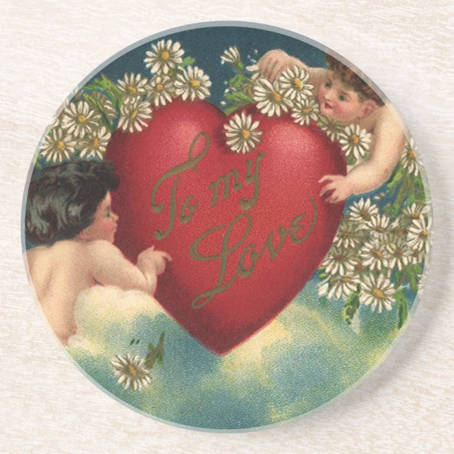 Vintager Valentinstag Viktorianische Herbergen im  Untersetzer (Vorne)