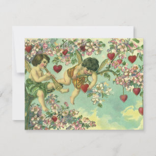 Vintager Valentinstag Viktorianische Kupide Herzba Einladung