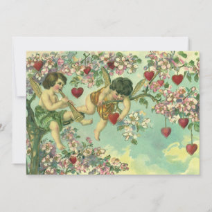 Vintager Valentinstag Viktorianische Kupide Herzba Feiertagskarte