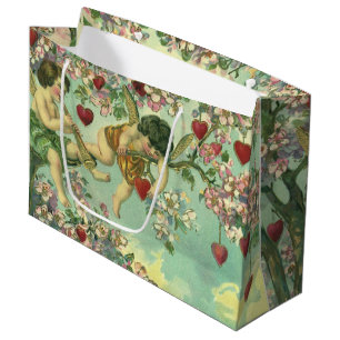 Vintager Valentinstag Viktorianische Kupide Herzba Große Geschenktüte