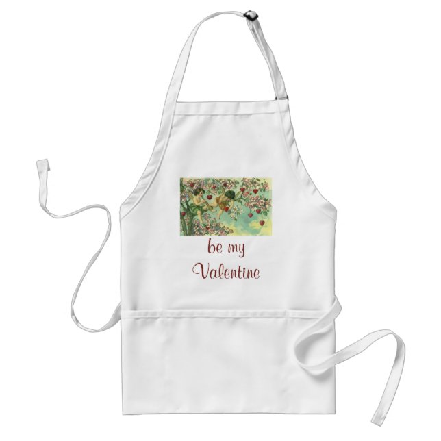 Vintager Valentinstag Viktorianische Kupide Herzba Schürze (Vorne)