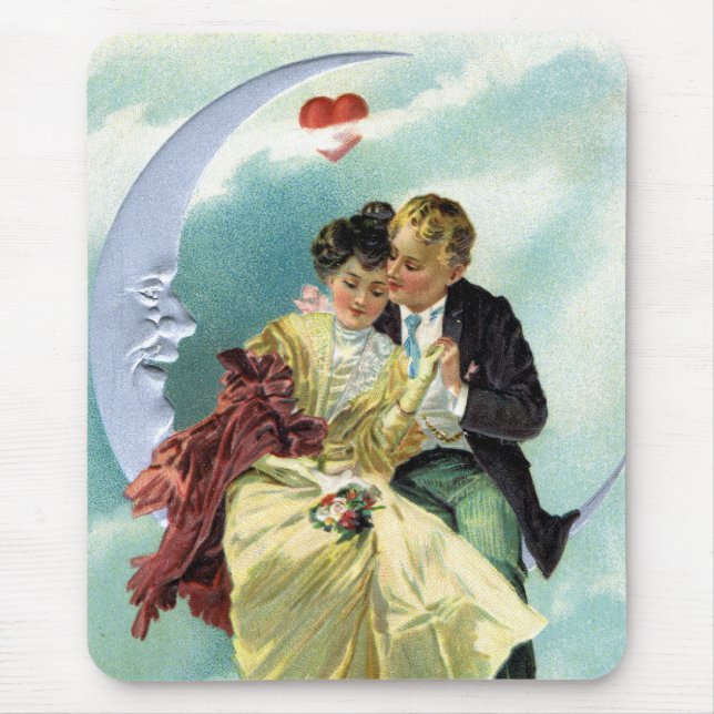 Vintager Valentinstag Viktorianische Liebe und Rom Mousepad (Vorne)
