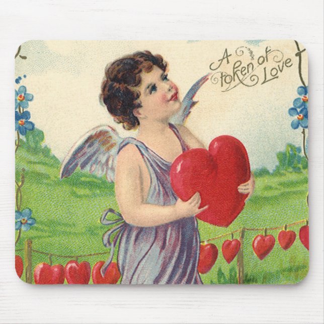 Vintager Valentinstag, Viktorianischer Engel mit H Mousepad (Vorne)