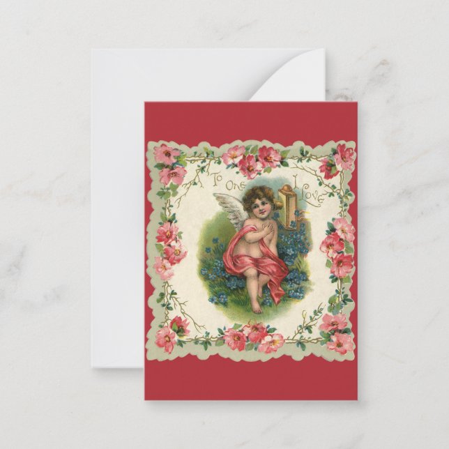 Vintager Valentinstag Viktorianischer Hubschrauber Mitteilungskarte (Vorderseite)