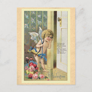 Vintager Valentinstag Viktorianisches Cupid Gedich Postkarte