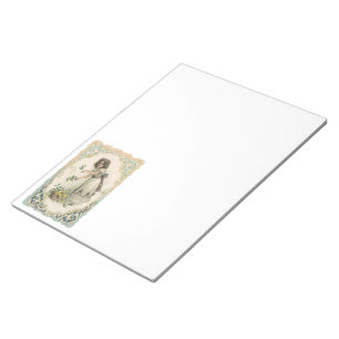 Vintager Valentinstag, Viktorianisches Mädchen mit Notizblock