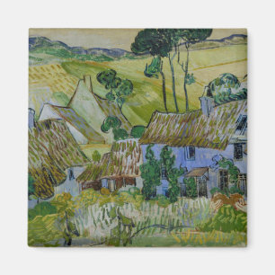 Vintager Van Gogh hat Hütten durch einen Hügel gej Magnet