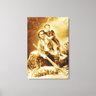 Vintager Vater und Sohn überwundene Canvas Leinwanddruck